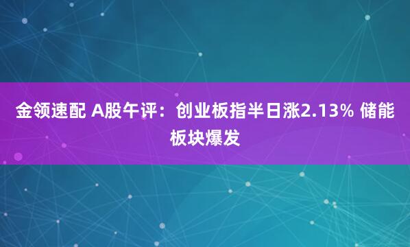 金领速配 A股午评：创业板指半日涨2.13% 储能板块爆发
