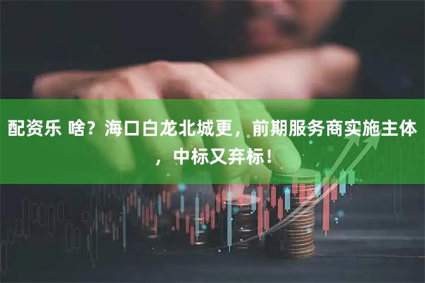 配资乐 啥？海口白龙北城更，前期服务商实施主体，中标又弃标！